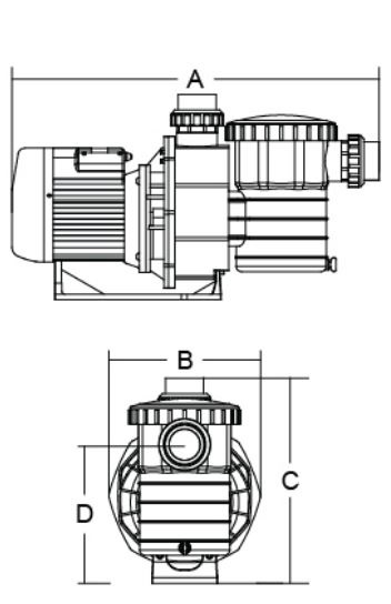 Gọn nhẹ và phù hợp với tất cả không gian: máy bơm Emaux SB15 với c kích thước chiều dài tổng của máy là 717 mm